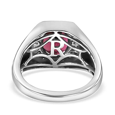 Rhapsody 950 Platinum AAAA Ofiki Rubellite and E-F VS Diamond Men's Ring (Size 10.0) 10.70 Grams 3.10 ctw