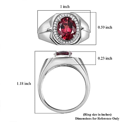 Rhapsody 950 Platinum AAAA Ofiki Rubellite and E-F VS Diamond Men's Ring (Size 10.0) 10.70 Grams 3.10 ctw