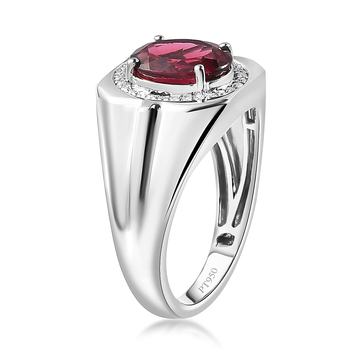 Rhapsody 950 Platinum AAAA Ofiki Rubellite and E-F VS Diamond Men's Ring (Size 11.0) 10.70 Grams 3.10 ctw image number 3
