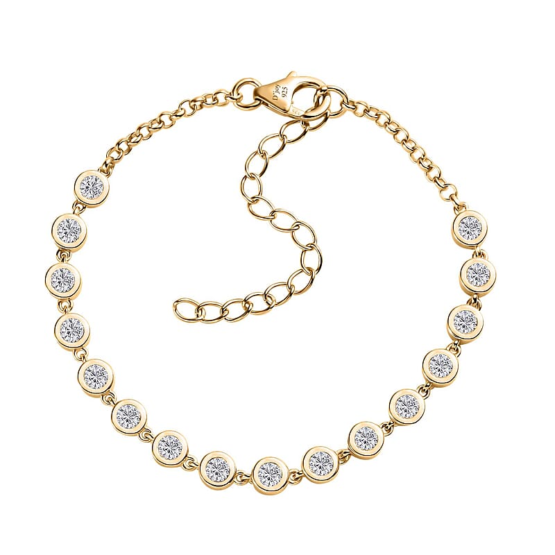 D'Joy Moissanite Bracelet in Vermeil Yellow Gold Over Sterling Silver (6.50-8.50In) 1.75 ctw
