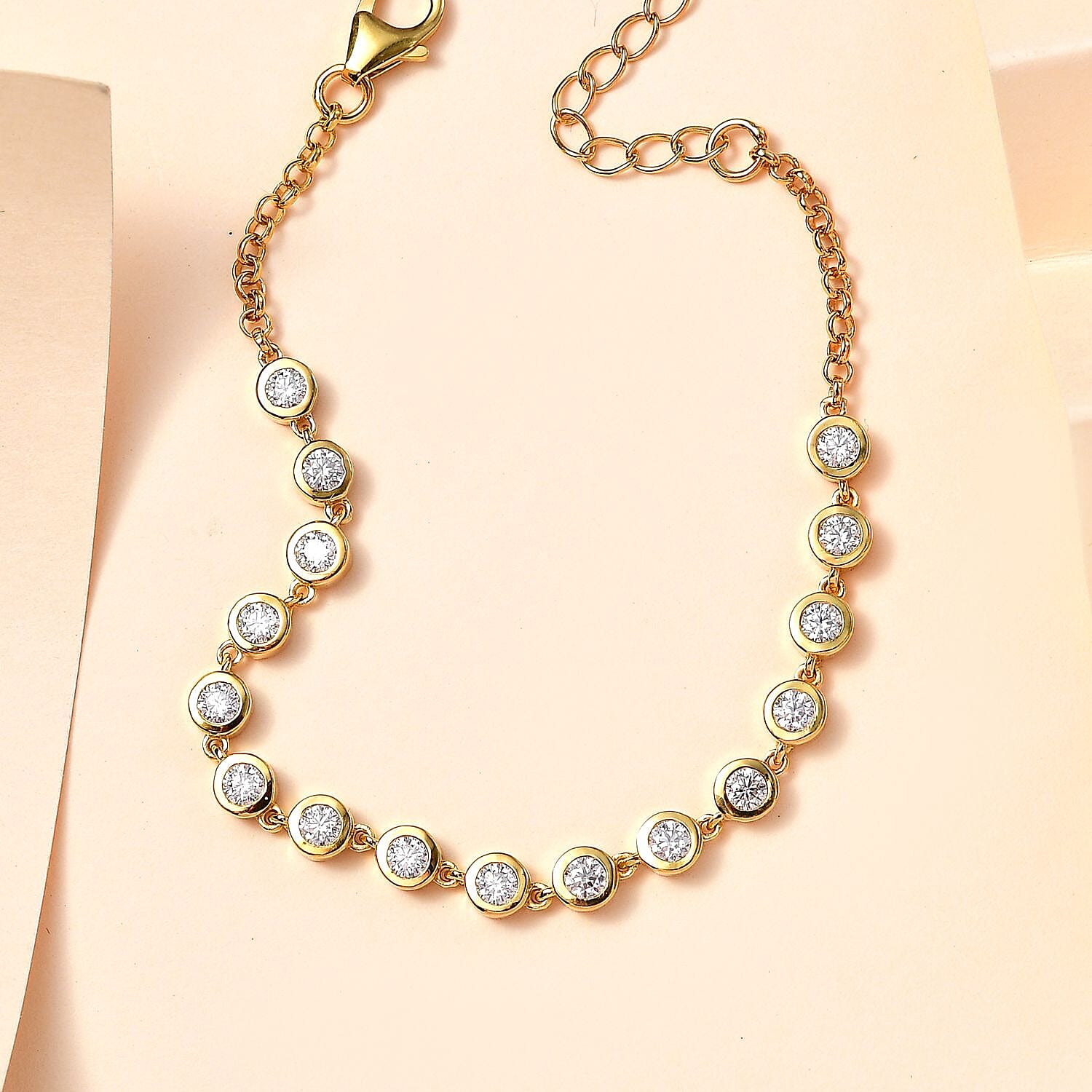 D'Joy Moissanite Bracelet in Vermeil Yellow Gold Over Sterling Silver (6.50-8.50In) 1.75 ctw