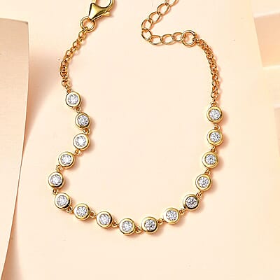 D'Joy Moissanite Bracelet in Vermeil Yellow Gold Over Sterling Silver (6.50-8.50In) 1.75 ctw