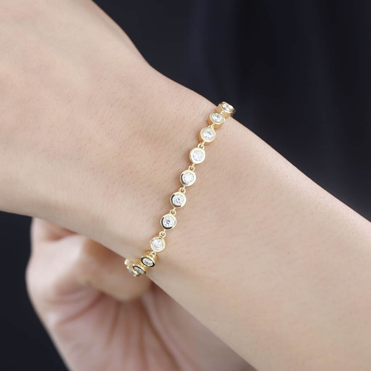 Moissanite Bracelet in Vermeil Yellow Gold Over Sterling Silver (6.50-8.50In) 1.75 ctw image number 2