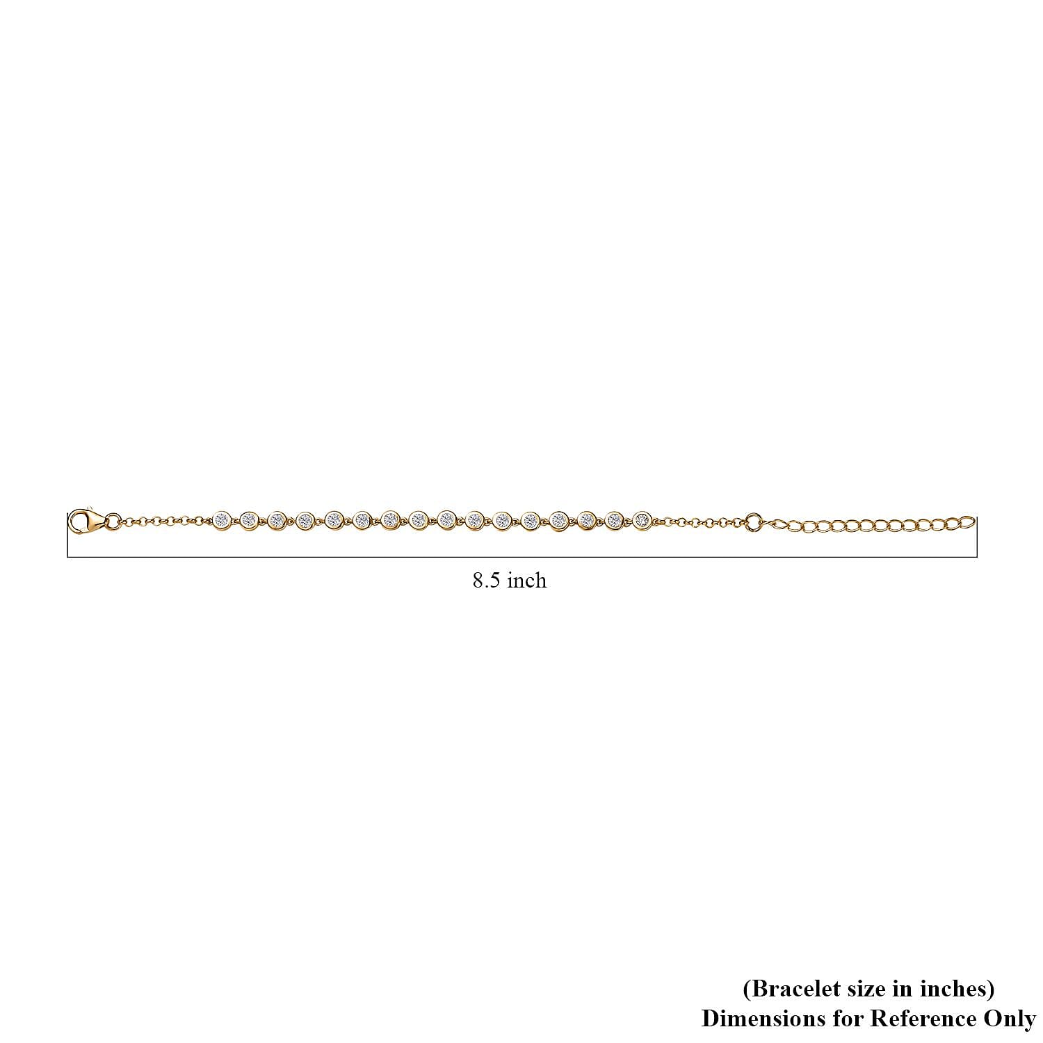 D'Joy Moissanite Bracelet in Vermeil Yellow Gold Over Sterling Silver (6.50-8.50In) 1.75 ctw