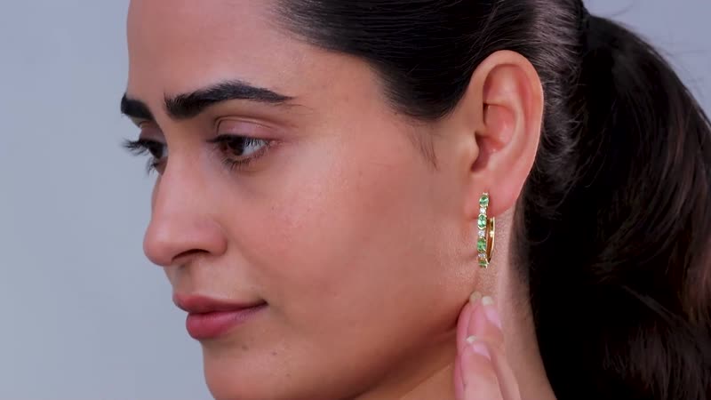 Tsavorite Garnet and Moissanite Earrings in Vermeil Yellow Gold Over Sterling Silver 2.50 ctw (Del. in 10-12 Days)