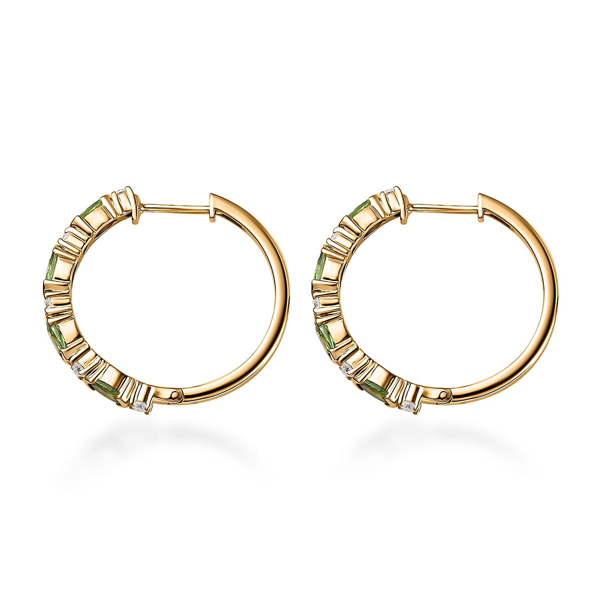 D'Joy Tsavorite Garnet and Moissanite Earrings in Vermeil Yellow Gold Over Sterling Silver 2.50 ctw