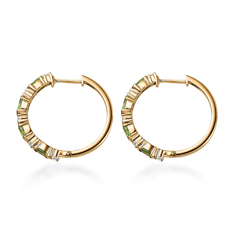 D'Joy Tsavorite Garnet and Moissanite Earrings in Vermeil Yellow Gold Over Sterling Silver 2.50 ctw