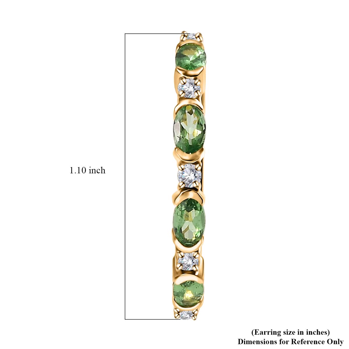Tsavorite Garnet and Moissanite Earrings in Vermeil Yellow Gold Over Sterling Silver 2.50 ctw (Del. in 10-12 Days) image number 4
