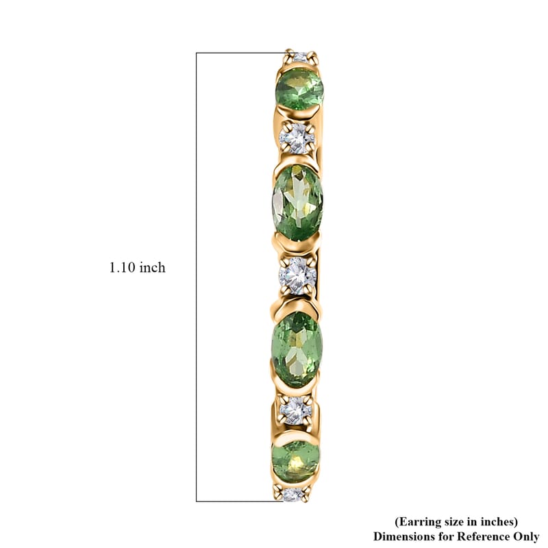 D'Joy Tsavorite Garnet and Moissanite Earrings in Vermeil Yellow Gold Over Sterling Silver 2.50 ctw