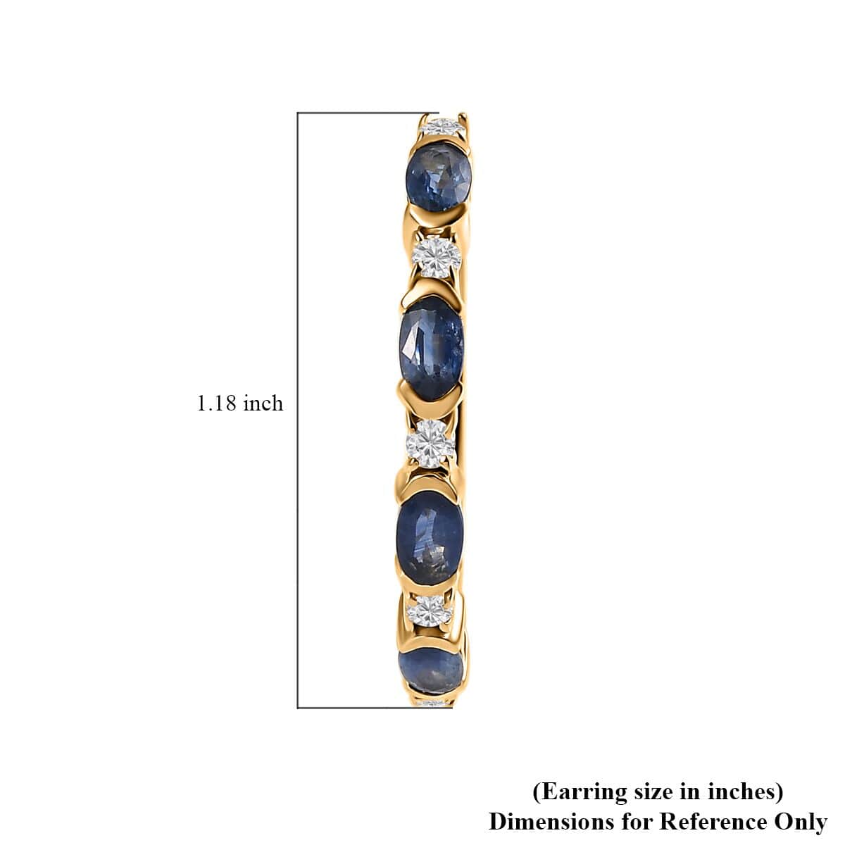 Ceylon Blue Sapphire and Moissanite Earrings in Vermeil Yellow Gold Over Sterling Silver 3.60 ctw image number 4