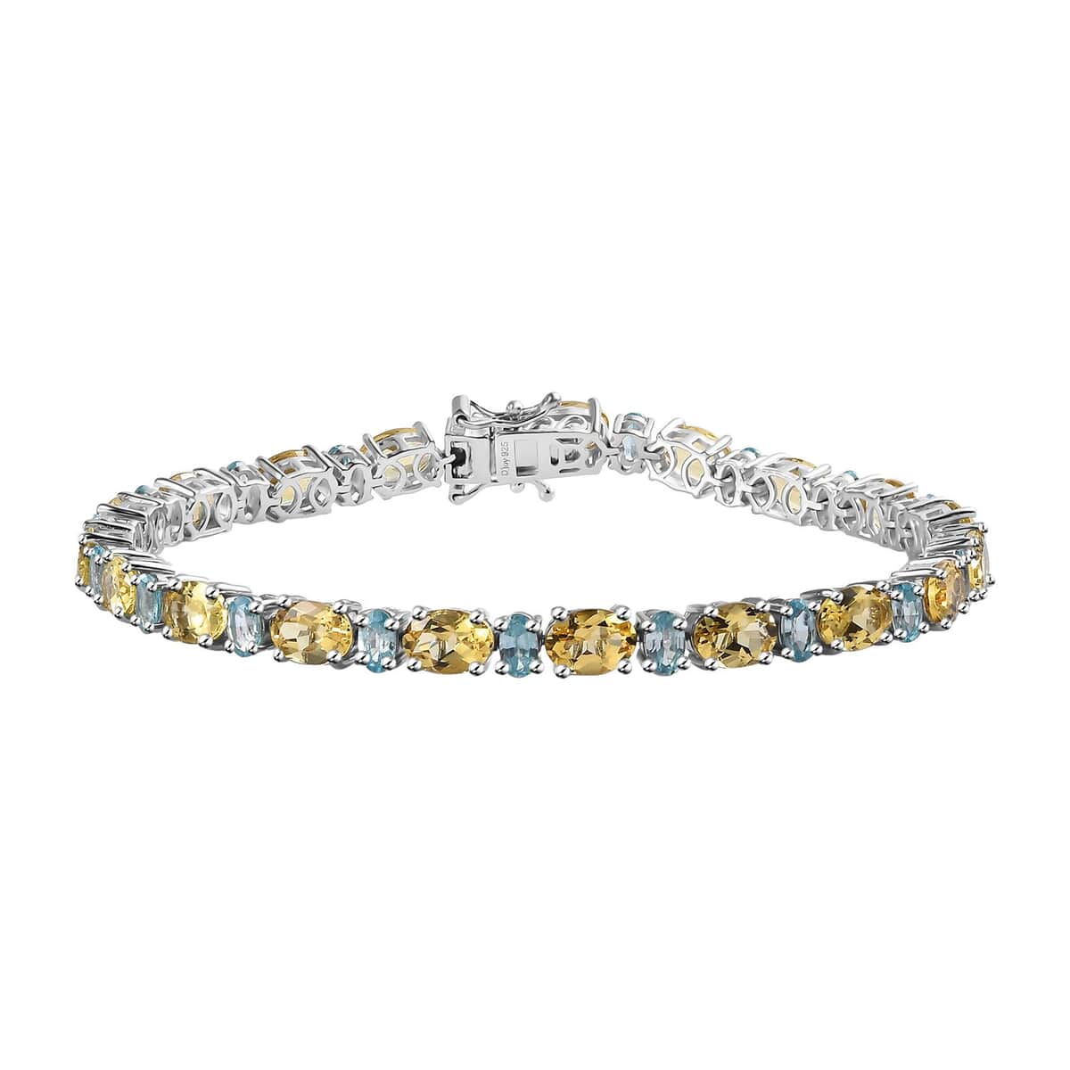 Epic Deal Sunfire Beryl, Blue Zircon Tennis Bracelet in Platinum Over Sterling Silver (6.50 In) 15.40 ctw image number 0