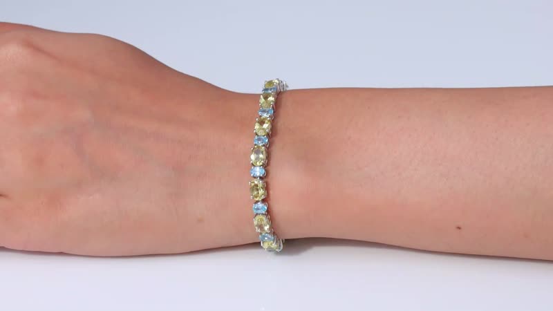 Epic Deal Sunfire Beryl, Blue Zircon Tennis Bracelet in Platinum Over Sterling Silver (6.50 In) 15.40 ctw