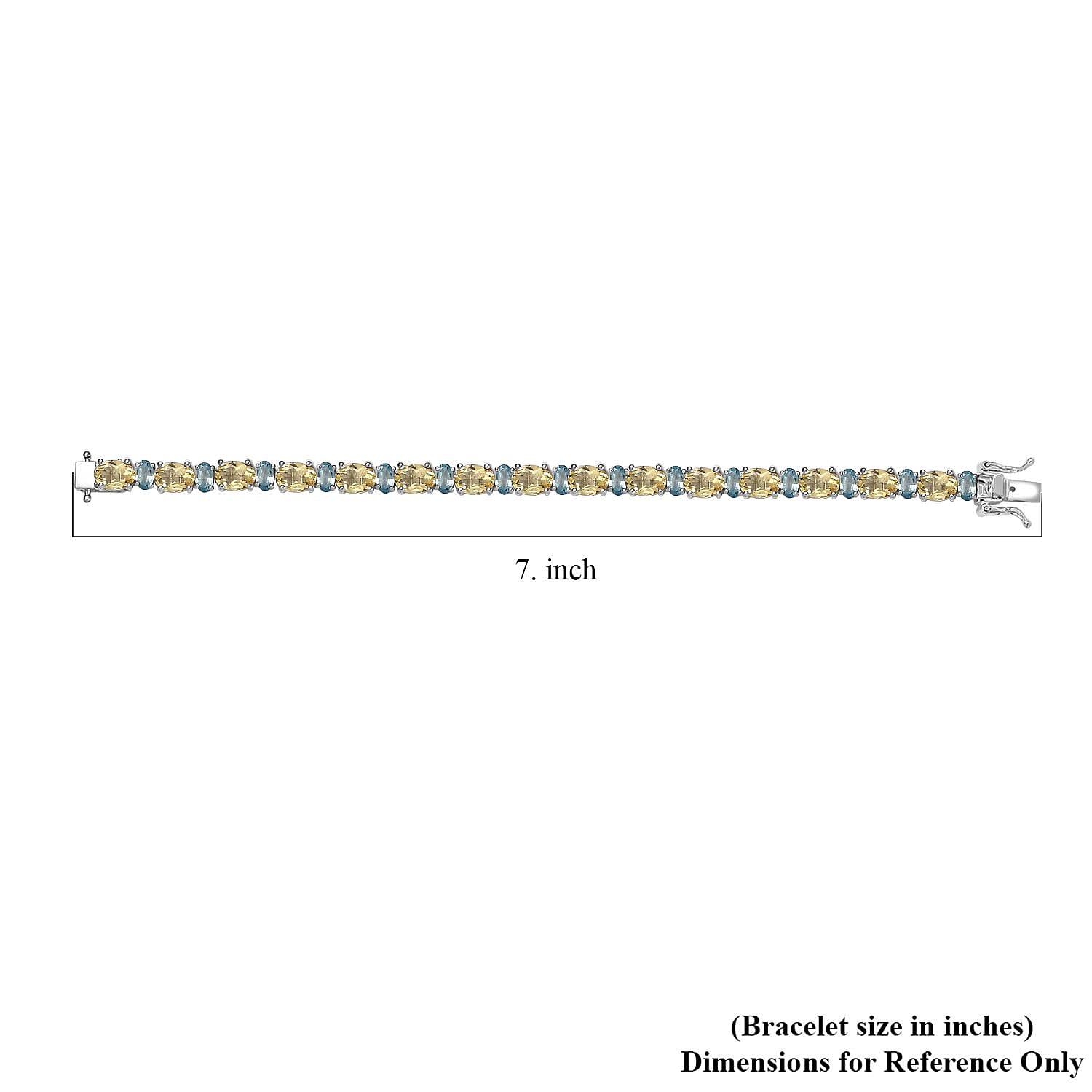D'Joy Brazilian Sunfire Beryl and Blue Zircon Tennis Bracelet in Platinum Over Sterling Silver (6.50 In) 15.40 ctw