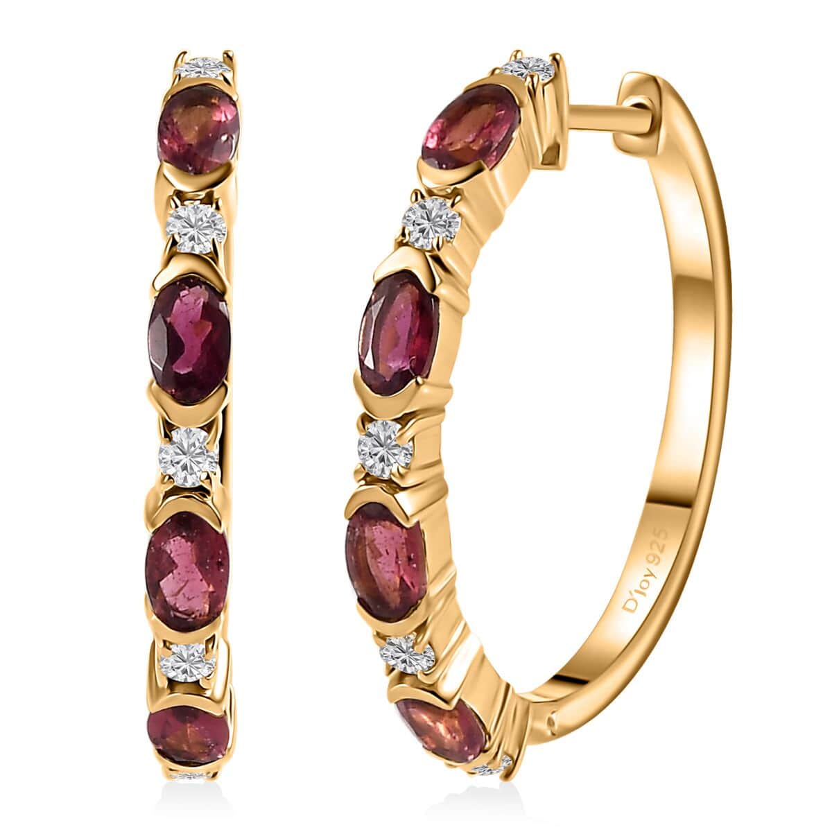 Ofiki Rubellite and Moissanite Earrings in Vermeil Yellow Gold Over Sterling Silver 2.35 ctw image number 0