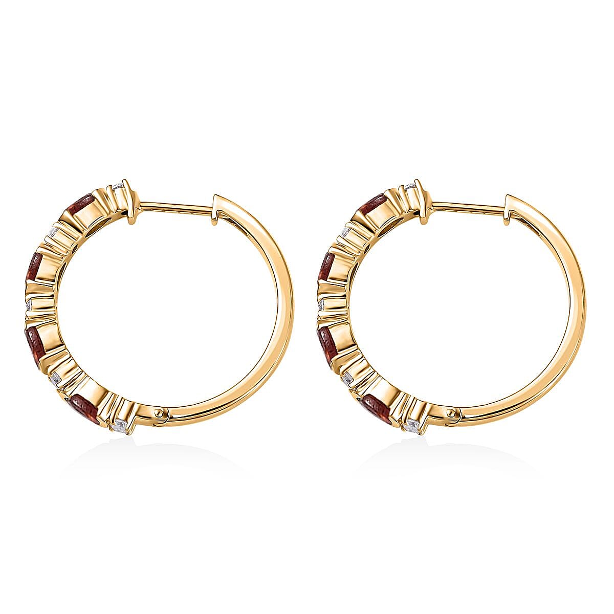 D'Joy Ofiki Rubellite and Moissanite Earrings in Vermeil Yellow Gold Over Sterling Silver 2.35 ctw