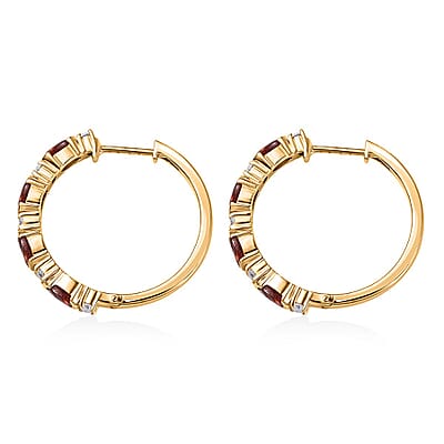 D'Joy Ofiki Rubellite and Moissanite Earrings in Vermeil Yellow Gold Over Sterling Silver 2.35 ctw