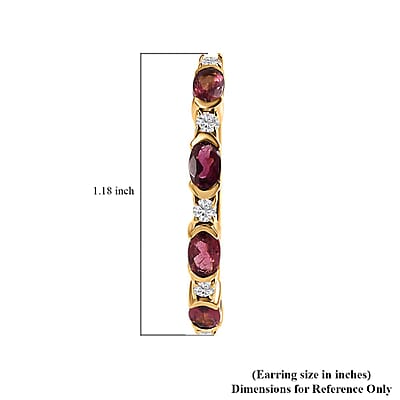 D'Joy Ofiki Rubellite and Moissanite Earrings in Vermeil Yellow Gold Over Sterling Silver 2.35 ctw