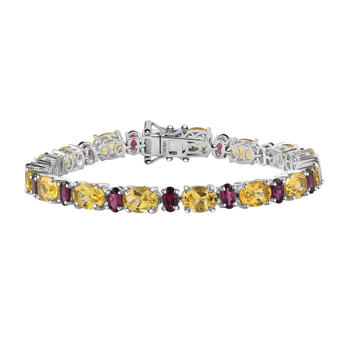 Brazilian Sunfire Beryl and Orissa Rhodolite Garnet Tennis Bracelet in Platinum Over Sterling Silver (6.50 In) 17.00 ctw image number 0