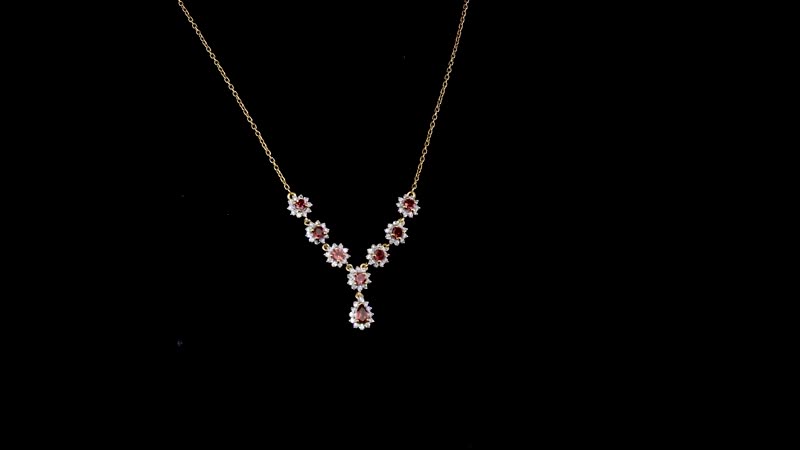 D'Joy Ofiki Rubellite and Moissanite Necklace 18-20 Inches in Vermeil Yellow Gold Over Sterling Silver 2.00 ctw
