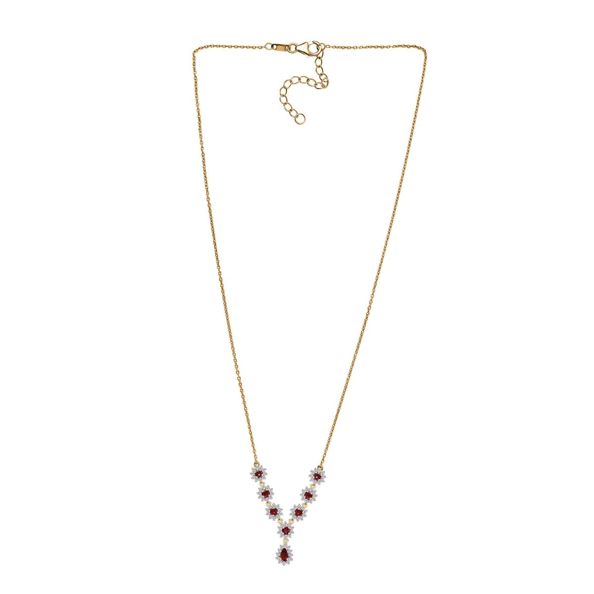 Ofiki Rubellite and Moissanite Necklace 18-20 Inches in Vermeil Yellow Gold Over Sterling Silver 2.00 ctw image number 3