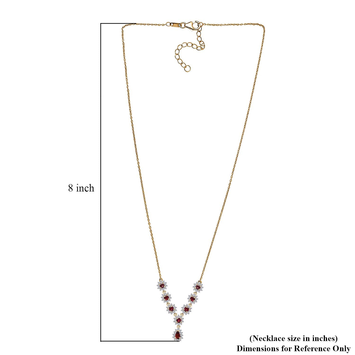 D'Joy Ofiki Rubellite and Moissanite Necklace 18-20 Inches in Vermeil Yellow Gold Over Sterling Silver 2.00 ctw