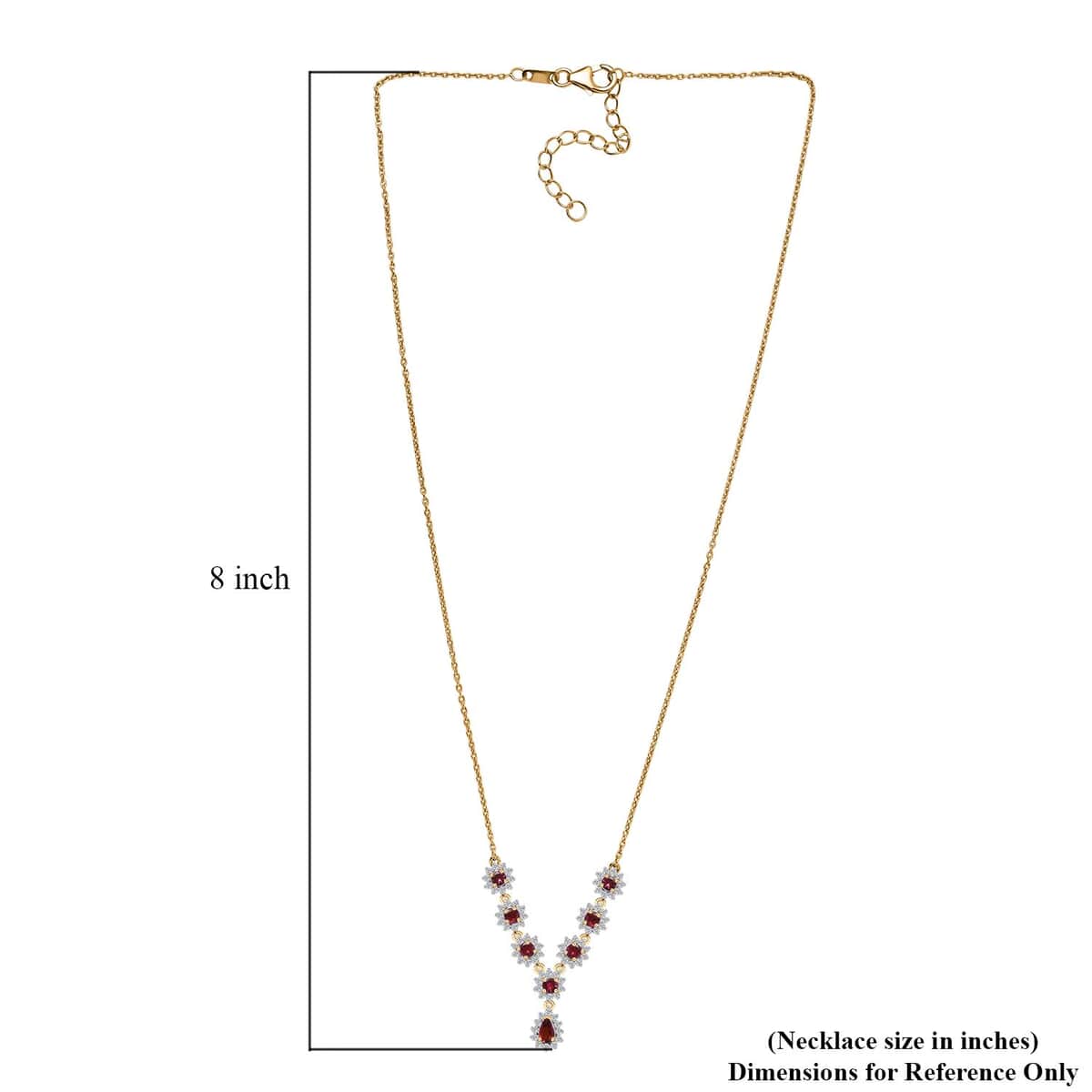 Ofiki Rubellite and Moissanite Necklace 18-20 Inches in Vermeil Yellow Gold Over Sterling Silver 2.00 ctw image number 5