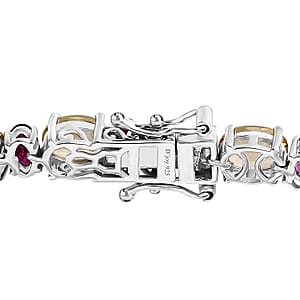 D'Joy Brazilian Sunfire Beryl and Orissa Rhodolite Garnet Tennis Bracelet in Platinum Over Sterling Silver (7.25 In) 19.25 ctw