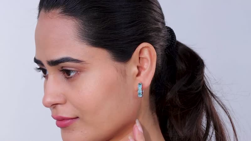 Indian Ocean Apatite and Malgache Neon Apatite Earrings in Platinum Over Sterling Silver 3.00 ctw