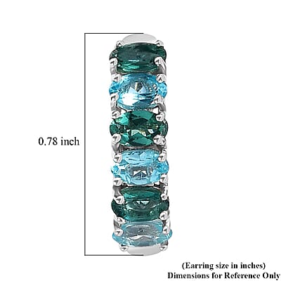 Indian Ocean Apatite and Malgache Neon Apatite Earrings in Platinum Over Sterling Silver 3.00 ctw