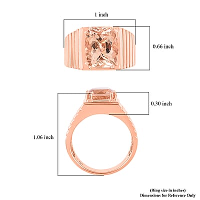 Luxoro 10K Rose Gold AAA Marropino Morganite and G-H I2 Diamond Men's Ring (Size 10.0) 8.15 Grams 4.65 ctw