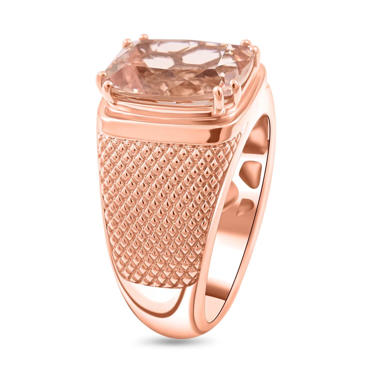 Luxoro 10K Rose Gold AAA Marropino Morganite and G-H I2 Diamond Men's Ring (Size 10.5) 7.20 Grams 4.65 ctw image number 3