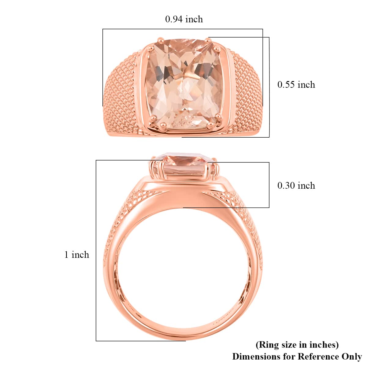 Luxoro 10K Rose Gold AAA Marropino Morganite and G-H I2 Diamond Men's Ring (Size 10.5) 7.20 Grams 4.65 ctw image number 5