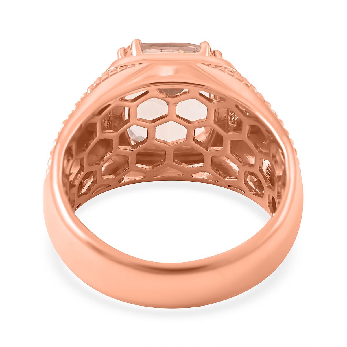 Luxoro 10K Rose Gold AAA Marropino Morganite and G-H I2 Diamond Men's Ring (Size 8.5) 7.20 Grams 4.65 ctw image number 4