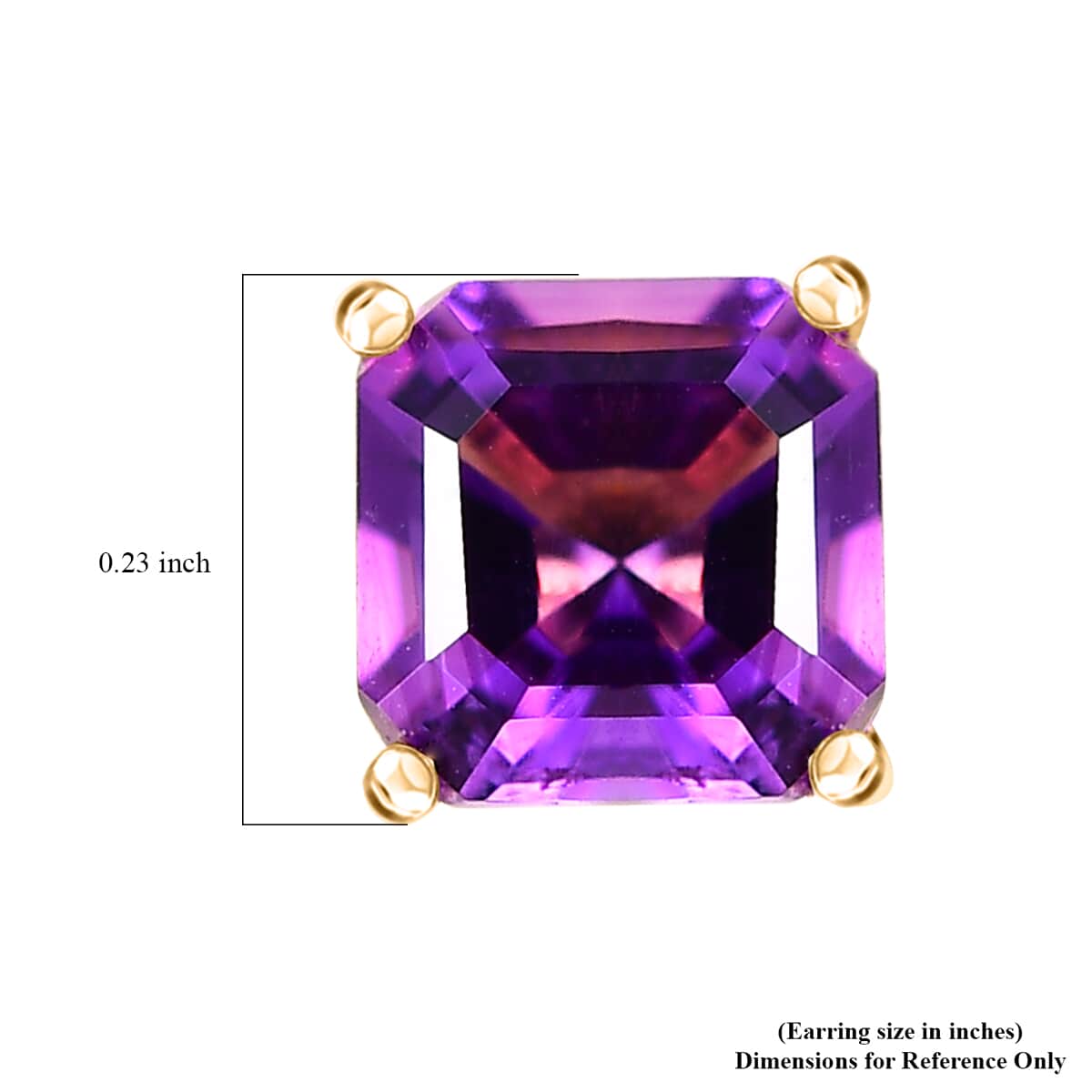 Asscher Cut Premium Moroccan Amethyst Solitaire Stud Earrings in Vermeil Yellow Gold Over Sterling Silver 2.25 ctw image number 4