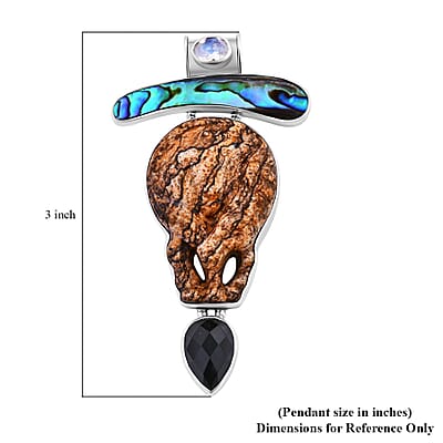 Sajen Silver Picture Jasper and Multi Gemstone Pendant in Sterling Silver 44.80 ctw