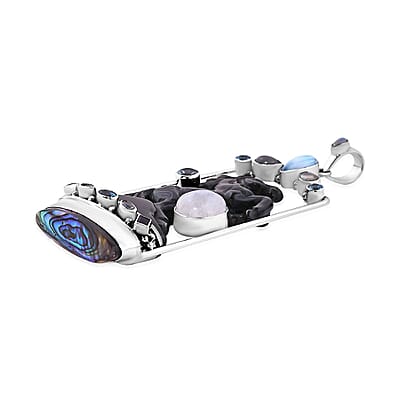 Sajen Silver Rainbow Obsidian Carved and Multi Gemstone Horse Pendant in Sterling Silver 80.90 ctw