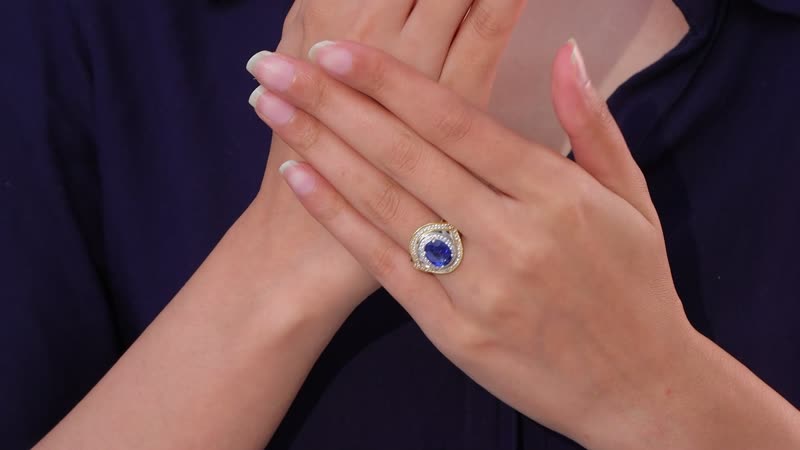 Premium Kashmir Kyanite, White Zircon Ring in Vermeil YG and Platinum Over Sterling Silver (Size 10.0) (Del. in 8-10 Days) 4.30 ctw
