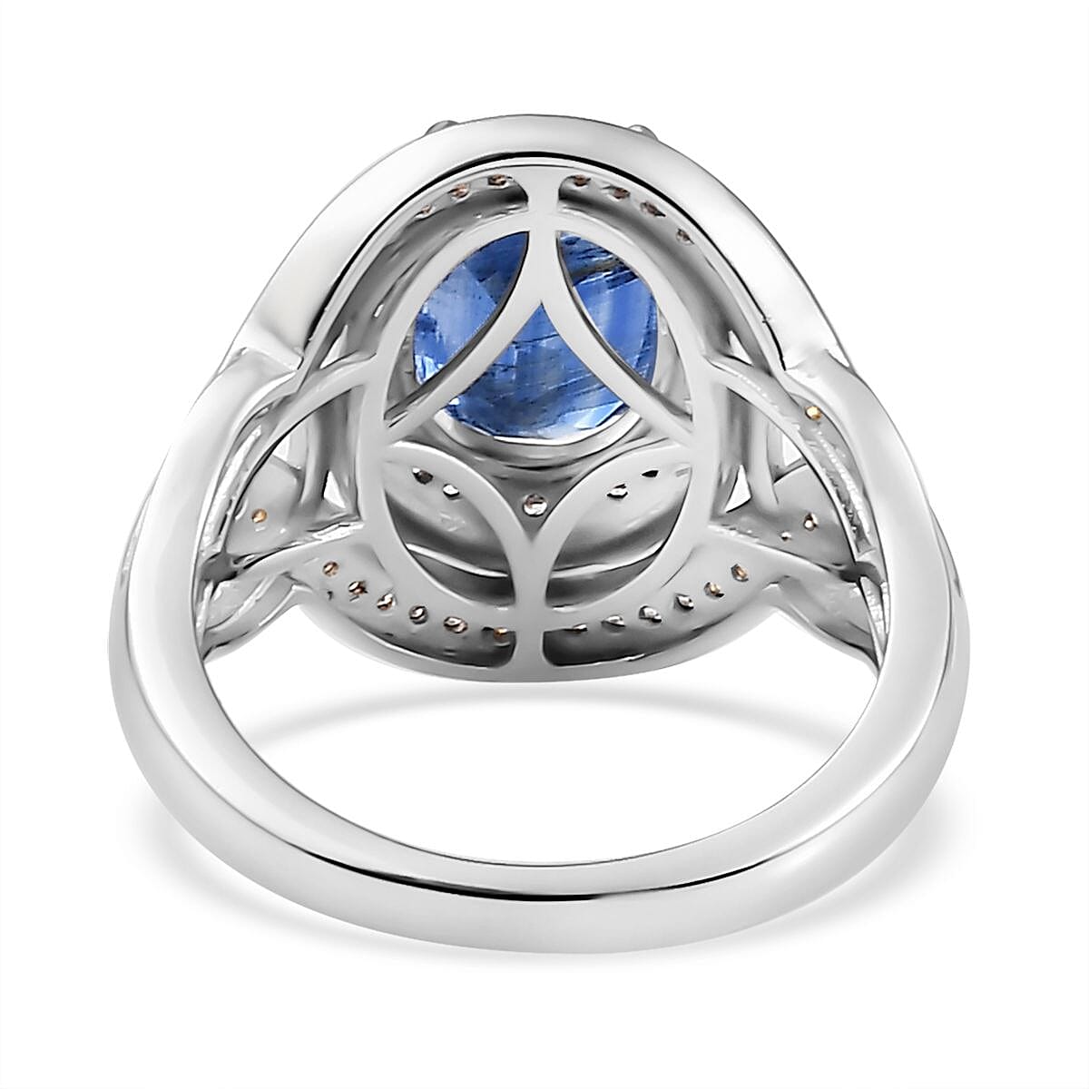 Premium Kashmir Kyanite, White Zircon Ring in Vermeil YG and Platinum Over Sterling Silver (Size 10.0) (Del. in 8-10 Days) 4.30 ctw image number 4