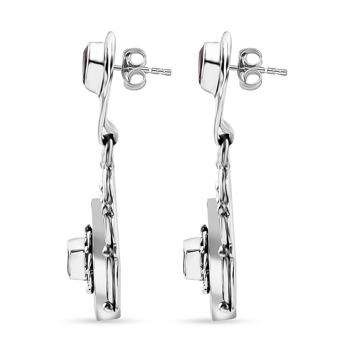 Sajen Silver Brazilian Citrine and Mozambique Garnet Coin Earrings in Sterling Silver 1.75 ctw