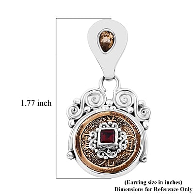 Sajen Silver Brazilian Citrine and Mozambique Garnet Coin Earrings in Sterling Silver 1.75 ctw
