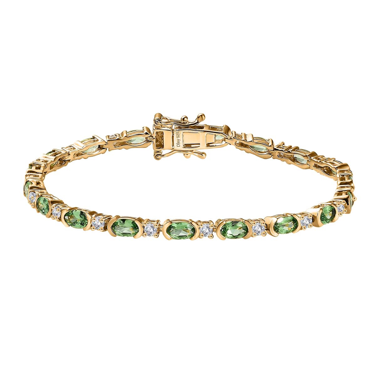 Tsavorite Garnet and Moissanite Bracelet in Vermeil Yellow Gold Over Sterling Silver (6.50 In) 5.50 ctw image number 0