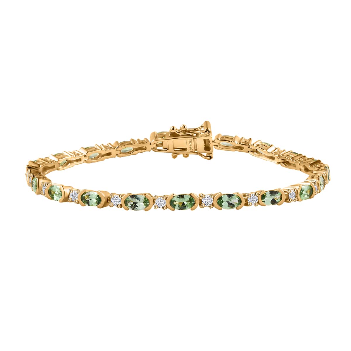 Tsavorite Garnet and Moissanite Bracelet in Vermeil Yellow Gold Over Sterling Silver (7.25 In) 5.80 ctw image number 0