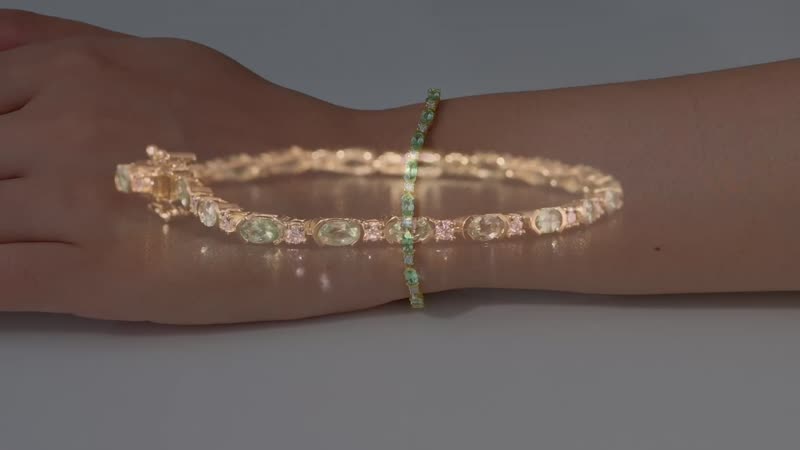 Tsavorite Garnet and Moissanite Bracelet in Vermeil Yellow Gold Over Sterling Silver (6.50 In) 5.50 ctw (Del. in 10-12 Days)