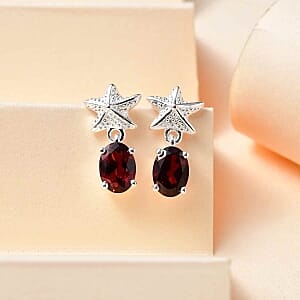 Mozambique Garnet Fancy 1.70 ctw Earrings in Sterling Silver