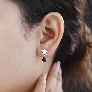 Mozambique Garnet Fancy 1.70 ctw Earrings in Sterling Silver