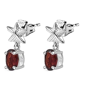 Mozambique Garnet Fancy 1.70 ctw Earrings in Sterling Silver