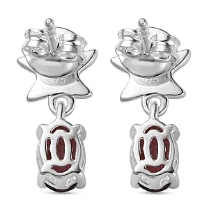 Mozambique Garnet Fancy 1.70 ctw Earrings in Sterling Silver