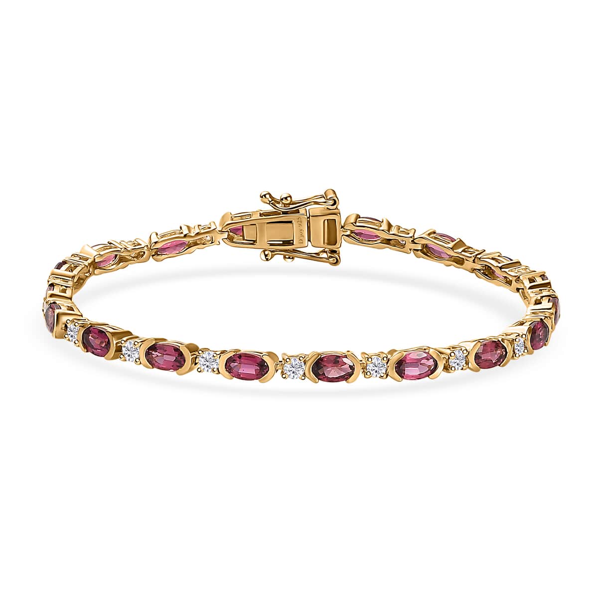 Ofiki Rubellite and Moissanite Bracelet in Vermeil Yellow Gold Over Sterling Silver (6.50 In) 5.60 ctw image number 0