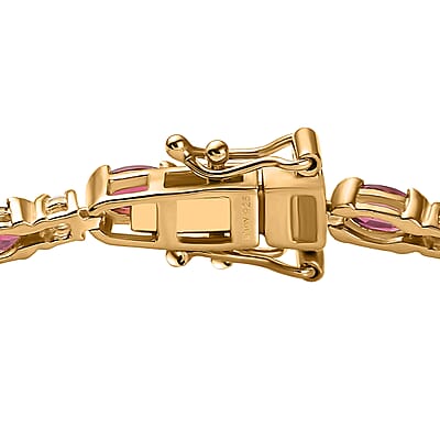 D'Joy Ofiki Rubellite and Moissanite Bracelet in Vermeil Yellow Gold Over Sterling Silver (6.50 In) 5.60 ctw