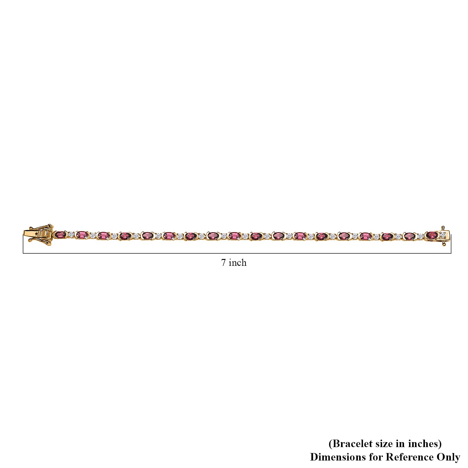D'Joy Ofiki Rubellite and Moissanite Bracelet in Vermeil Yellow Gold Over Sterling Silver (6.50 In) 5.60 ctw